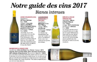 Le Soir Magazine (Belgique), guide des vins, blancs intenses